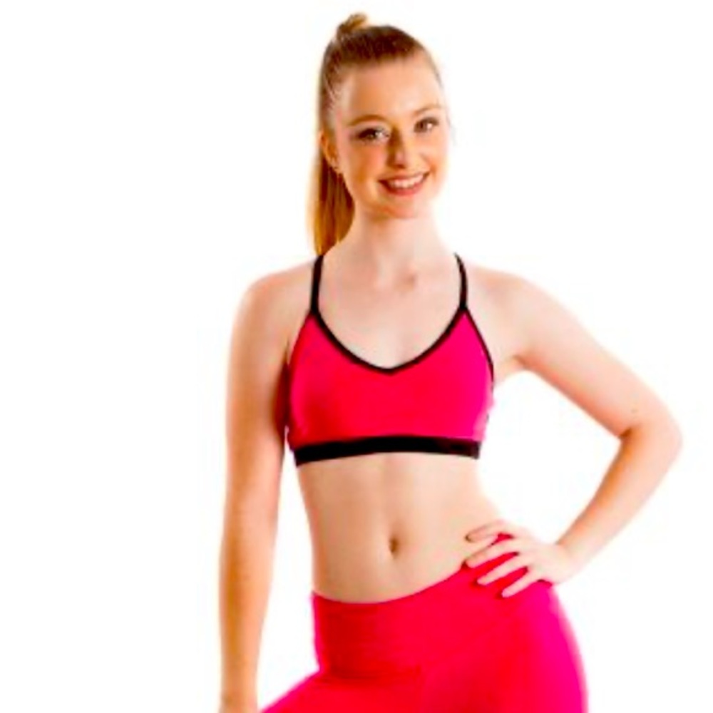 🆕 Energetiks Paris Crop Top Sports Dance Bra In Cherry Red & Black Women’s XS